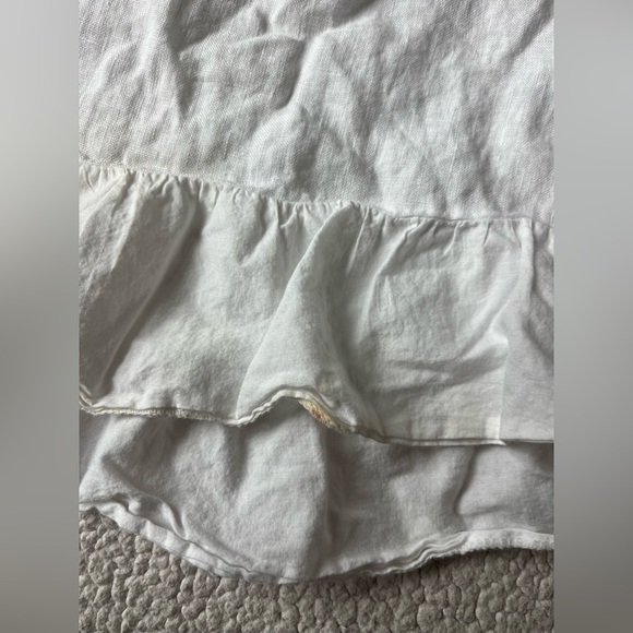 TERZO MILLENNIO WHITE OFF THE SHOULDER LINEN BLOUSE SIZE LARGE SUSTAINABLE - Picture 6 of 9